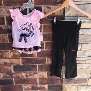 Little Lass Pink/Lace Skirt Set Puma Pants Girl 2T